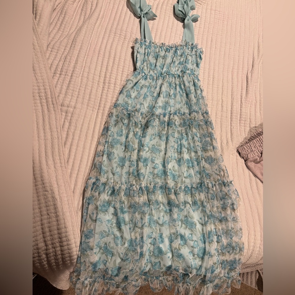 Blue Floral Midi Dress